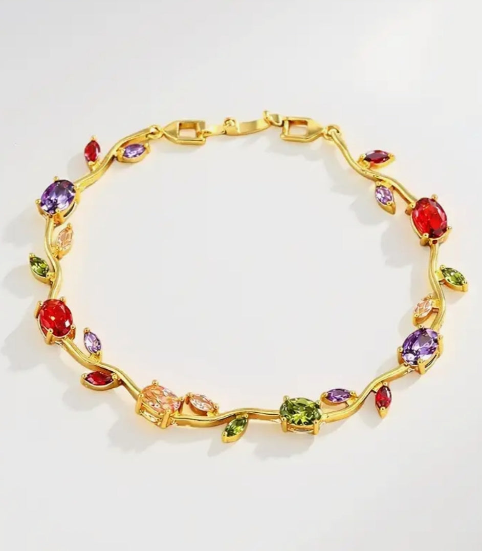 Anti-tarnish Tulip Crystal Vine Bracelet