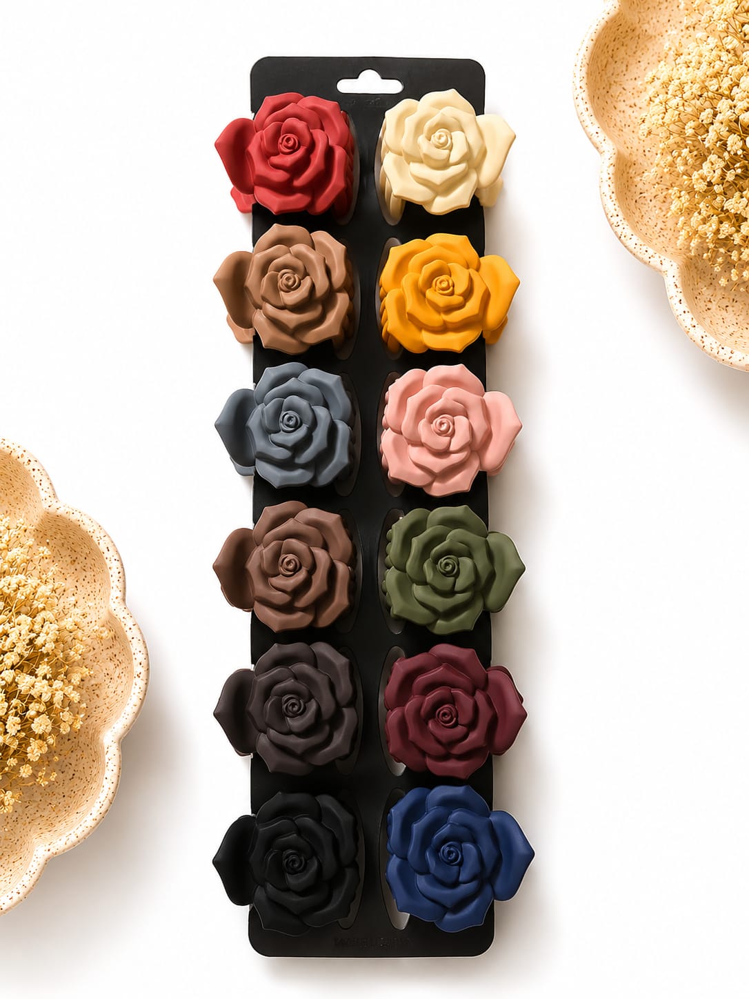 Matte Rose Flower Medium Hair Claw