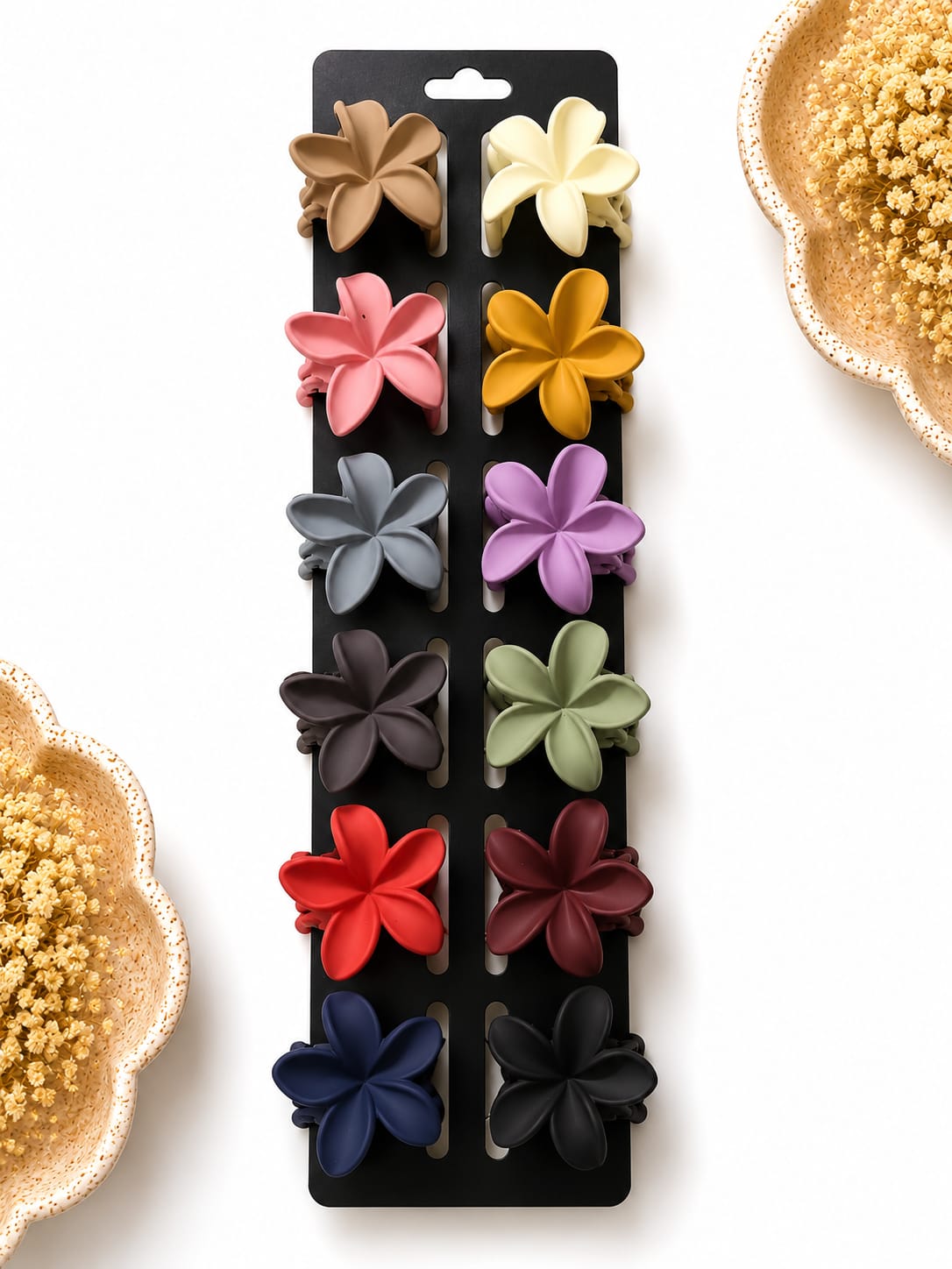 Matte Flower Medium Hair Claw Clip