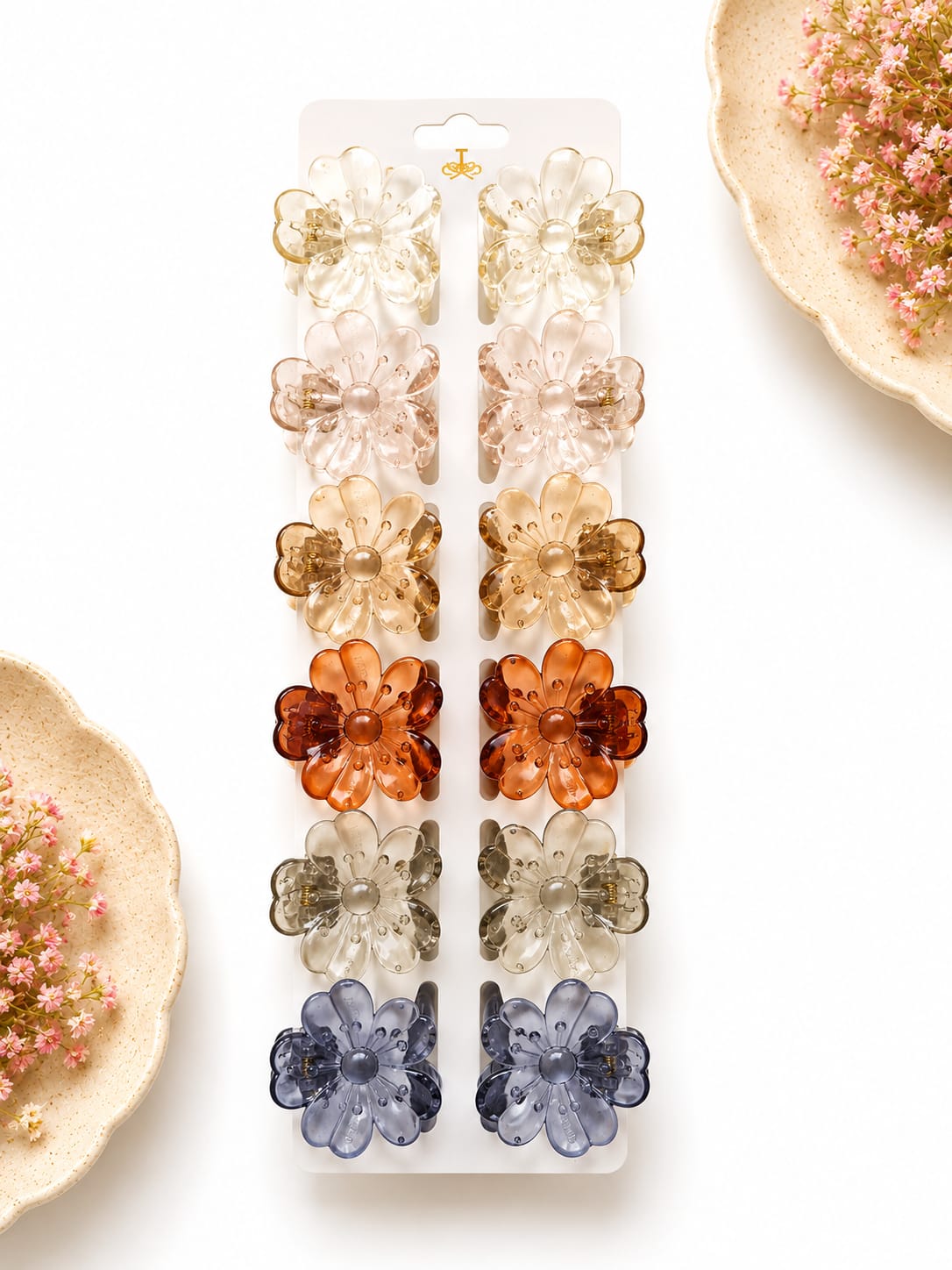 Floral Crystal Medium Clips