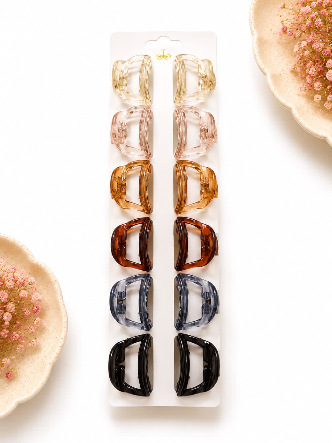 D-Shape Crystal Medium Hair Claw Clips