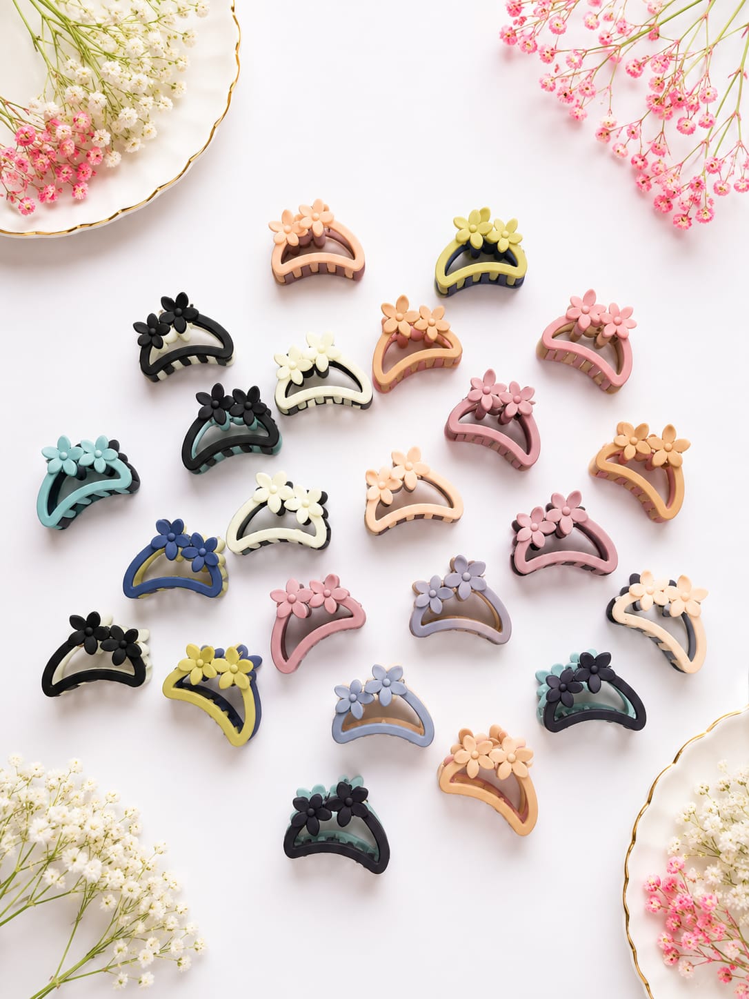 Matte Flower Hair Claw Clips