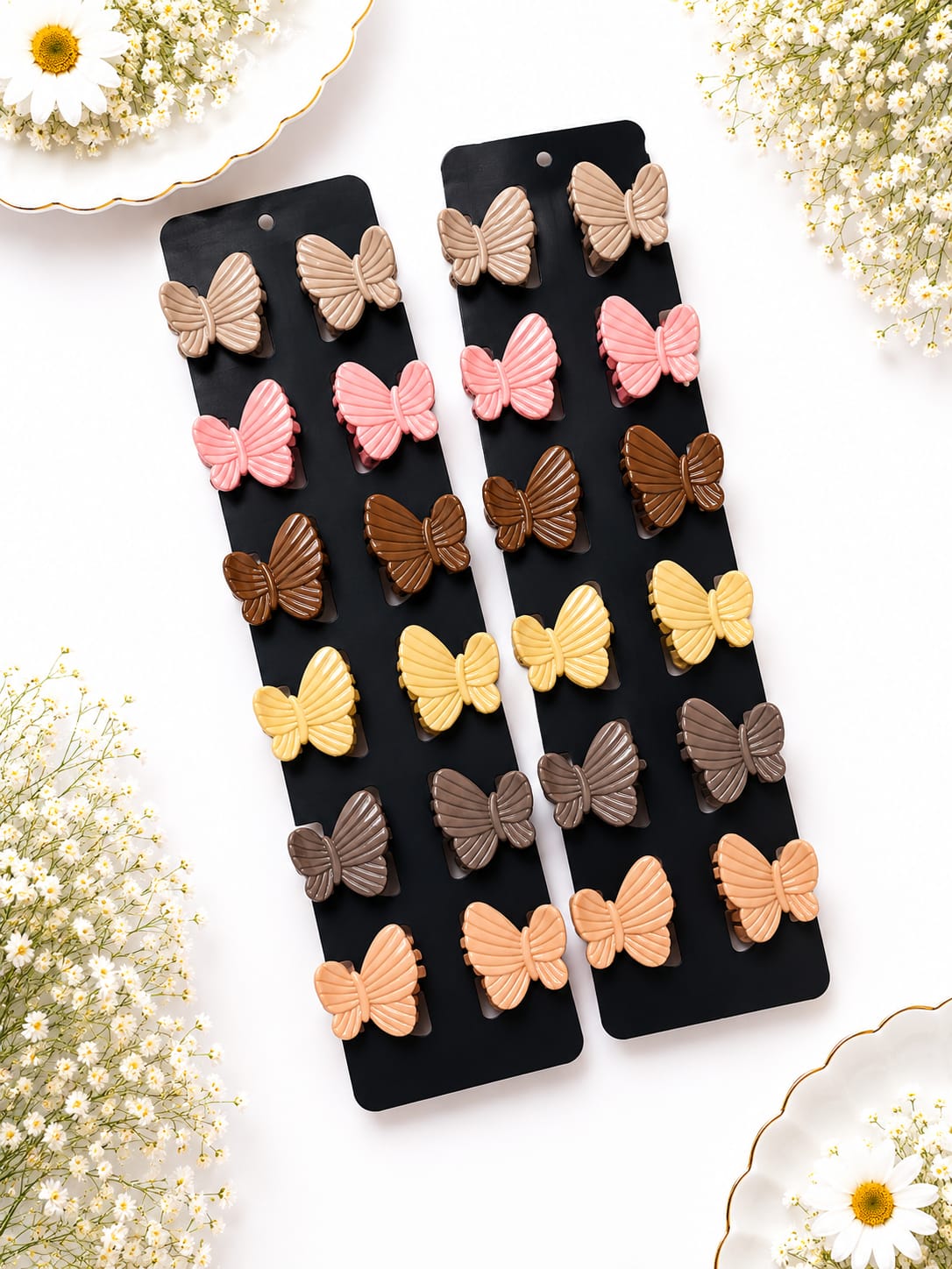 Neutral Butterfly Mini Clips