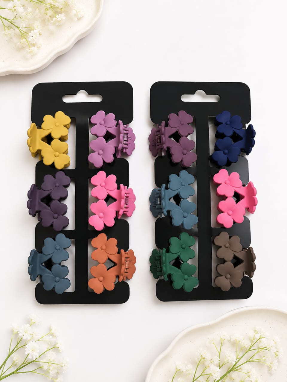 Floral Charm Matte Clips