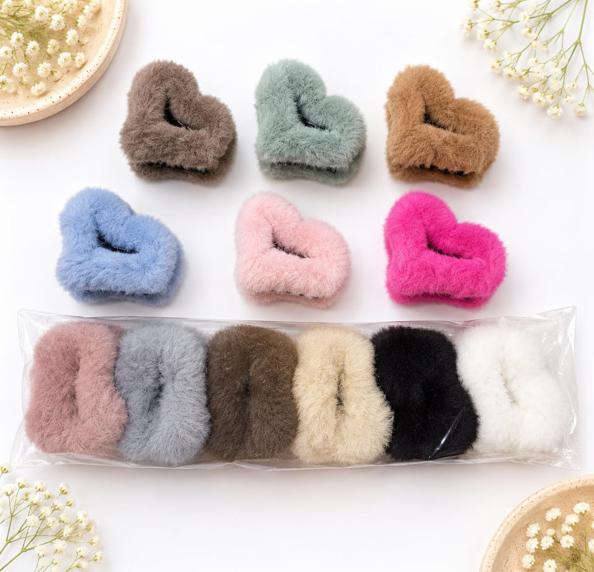 Fur Heart-Shaped Hair Claw Clip