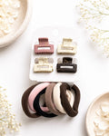 Mini Claw Clip and Elastic Hair Tie Combo Set