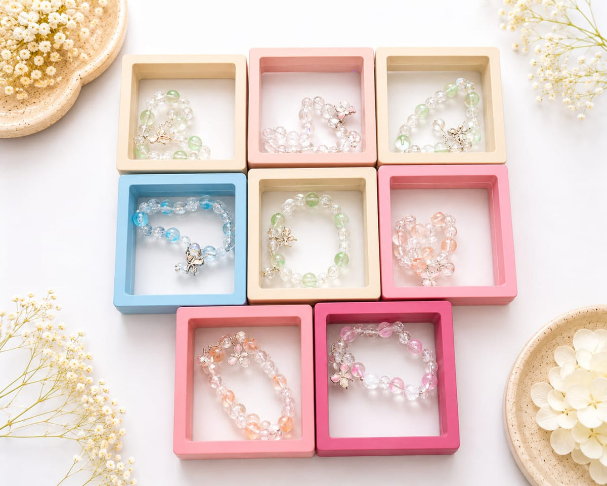 Pastel Crystal Beaded Flower Charm Bracelet