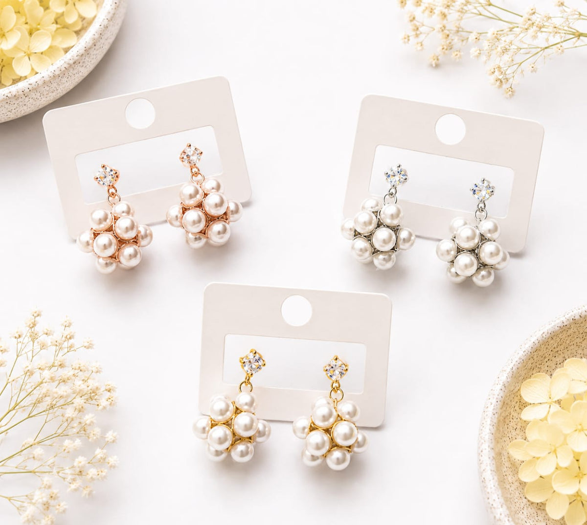 Korean-style Pearl Grape Bunch Dangle Earrings