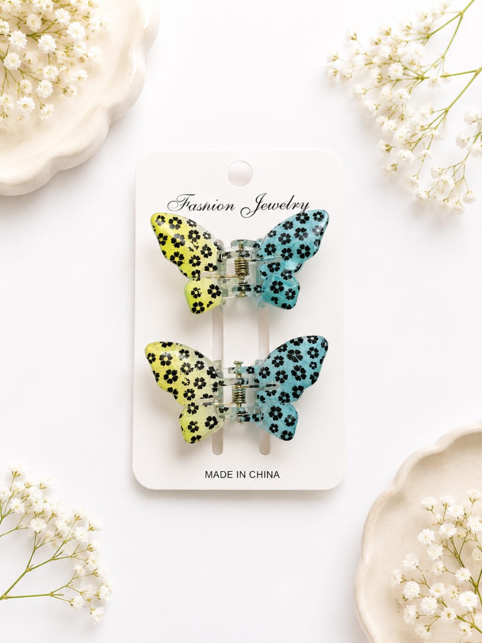 Dotted Daisy Butterfly Clips