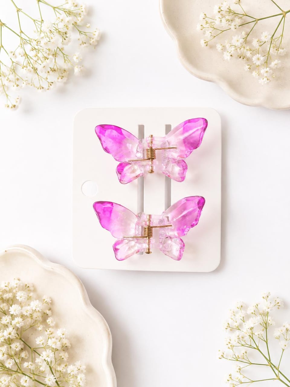 Glass Petal Butterfly Clips