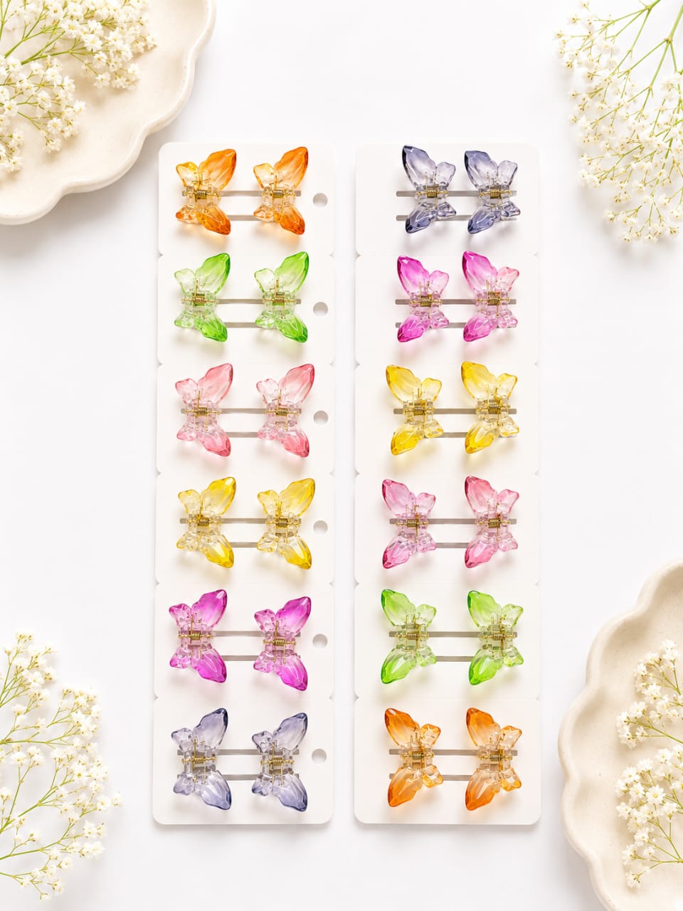 Glass Petal Butterfly Clips