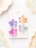 Multi-colored Glass Flower Clips
