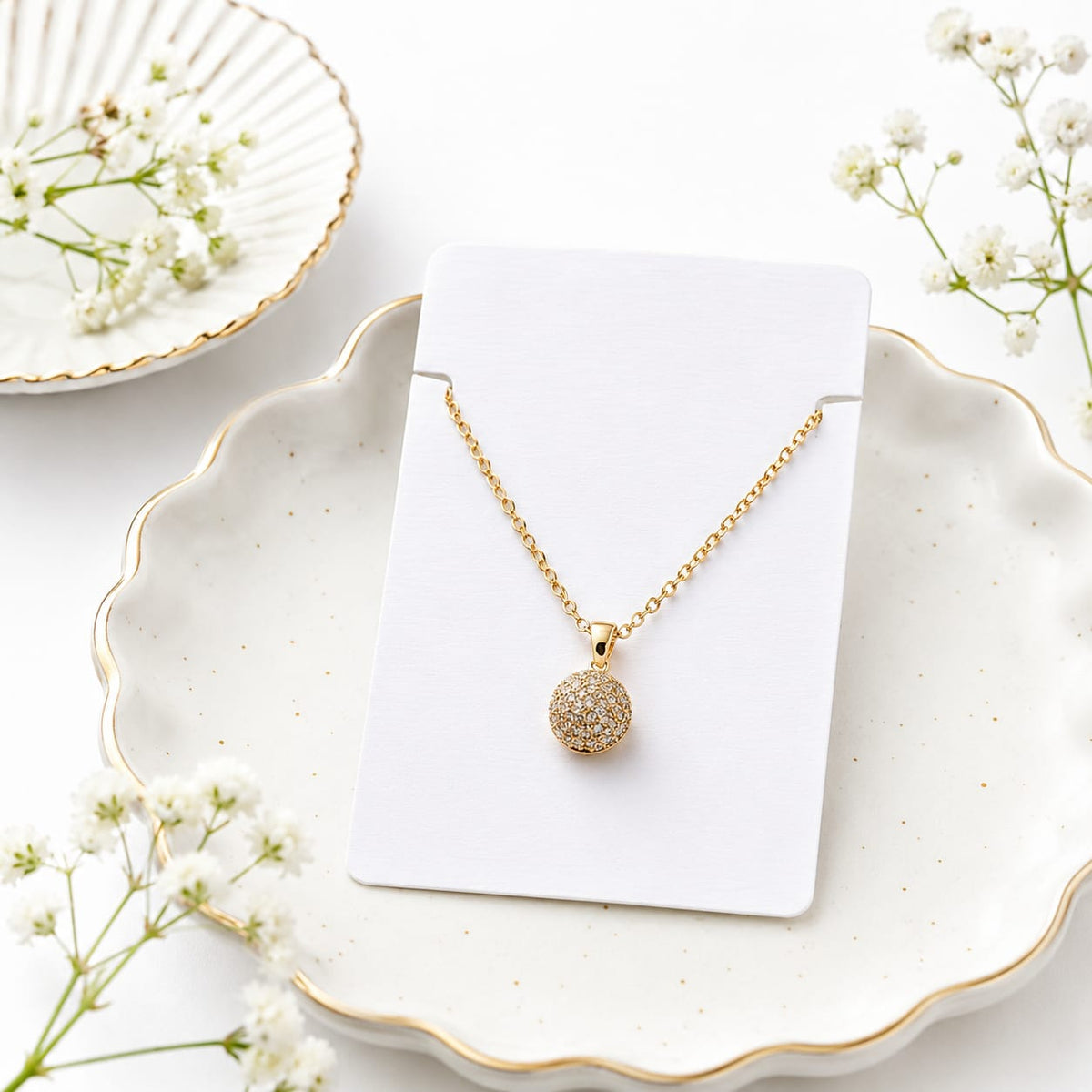 Pave Crystal Ball Pendant Necklace