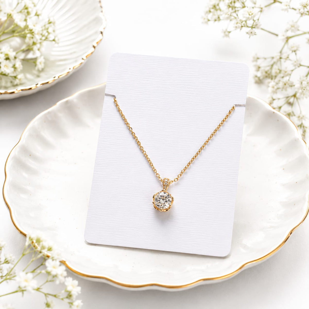 Classic Solitaire Crystal Pendant Necklace