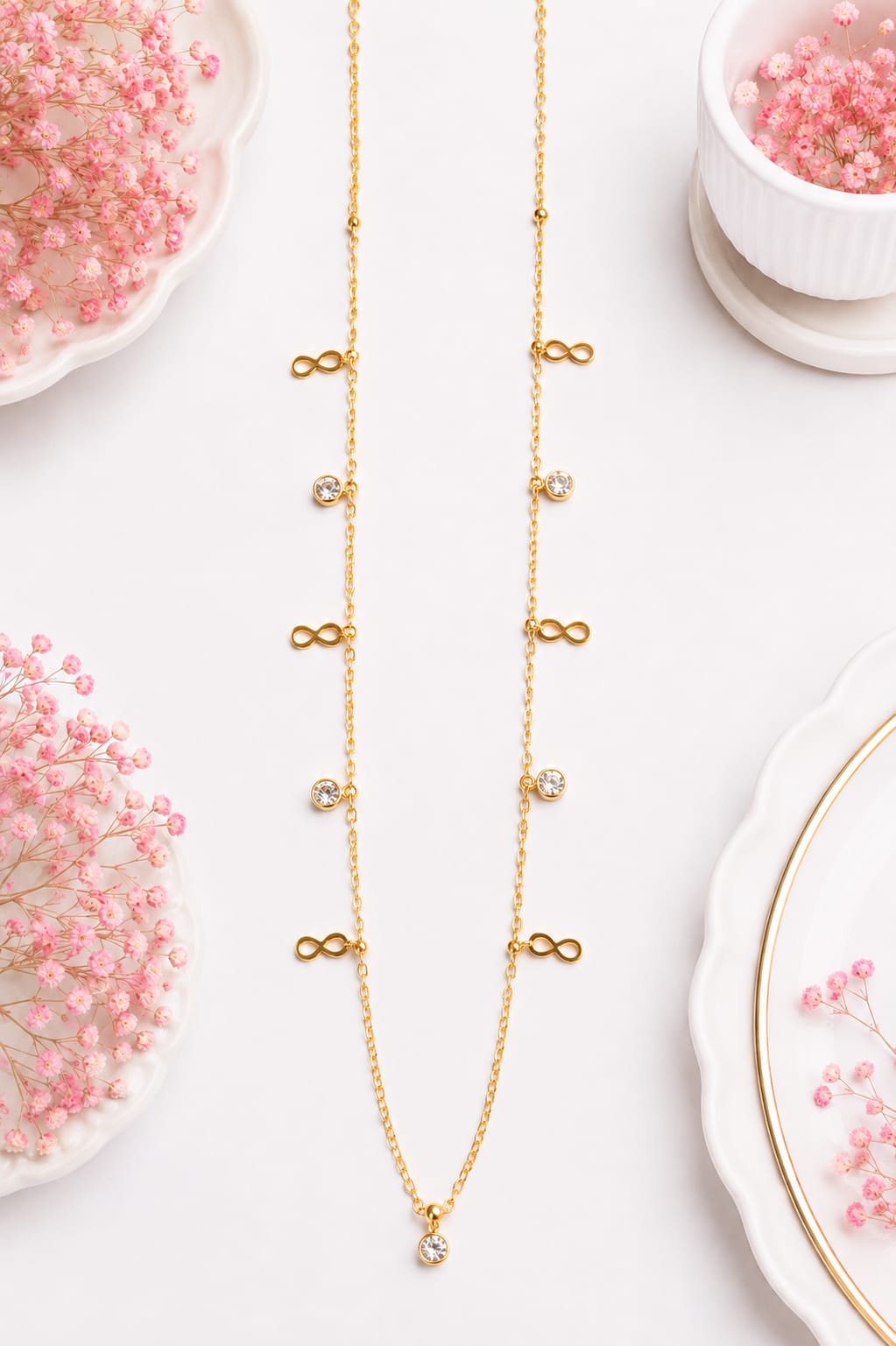 Dainty Anti-tarnish Multiple Infinity Multi-charm Drop Chain
