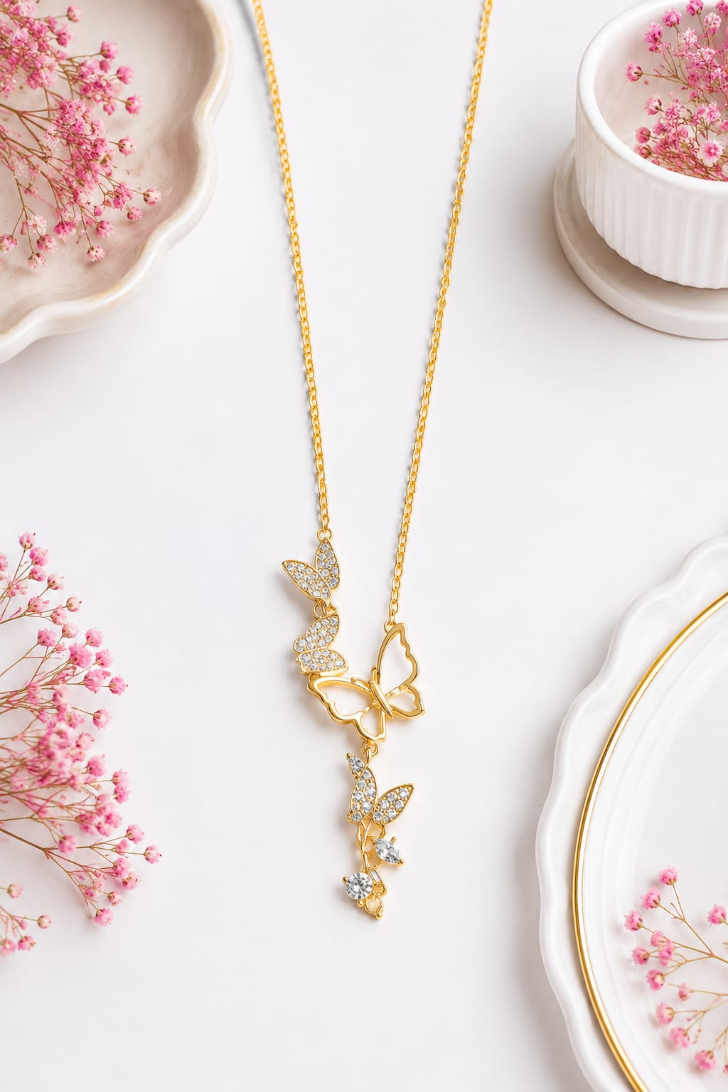 Gold-plated Anti-tarnish Butterfly Drop Charm Chain
