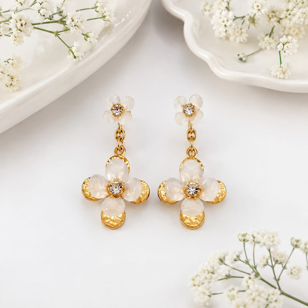 Floral Acrylic Link Dangle Earring
