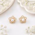 Korean Pearl Floral Stud Earring