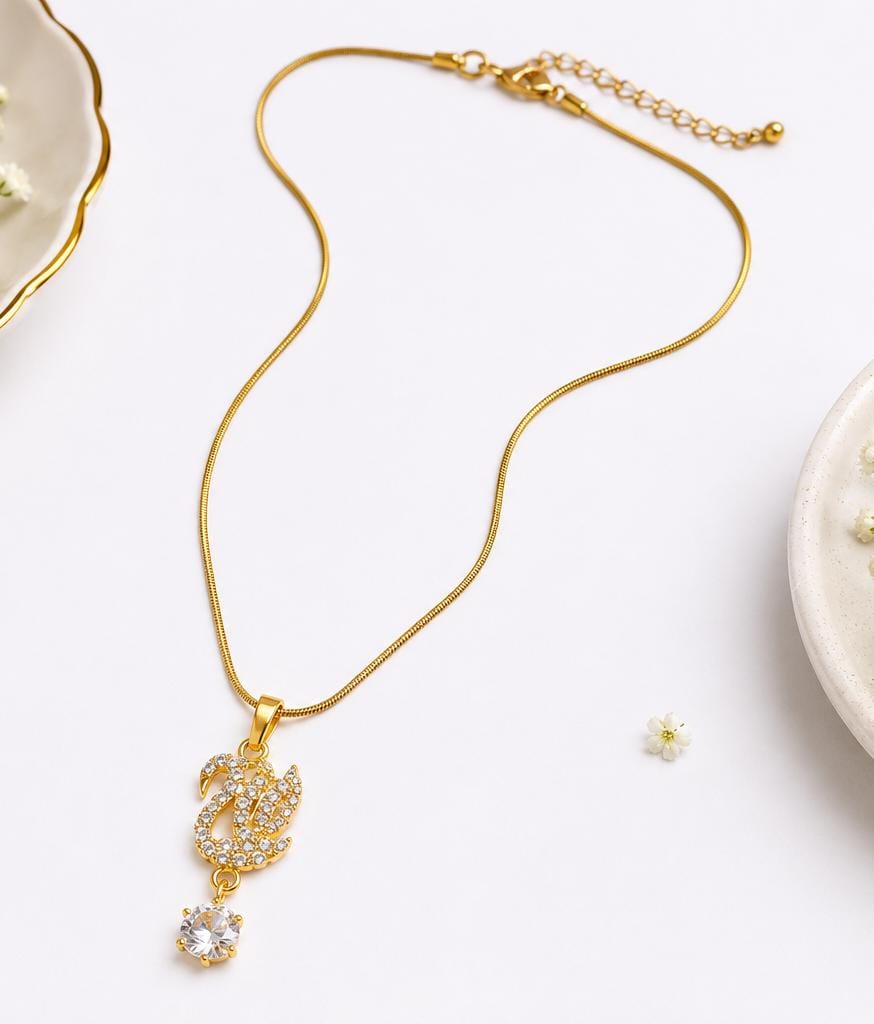 Anti-Tarnish Swan Charm Solitaire Dangle Chain
