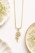Crystal Sunflower Stem Pendant Necklace