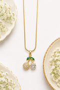 Gold-Plated Mixed-Crystal Dual Cherry Pendant Necklace