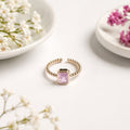 Anti-Tarnish Emerald-Cut Stone Adjustable Ring