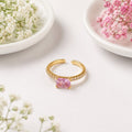 Anti-Tarnish Pink Cubic Zirconia Solitaire Ring