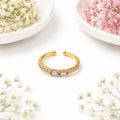 Anti-tarnish Gold-plated Adjustable Baguette Cubic Zirconia Ring