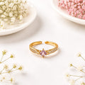 Anti-tarnish Princess-cut Pink Zircon Split-shank Open Cuff Ring