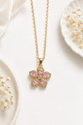 Anti-tarnish Rotatable Zircon Flower Fidget Necklace