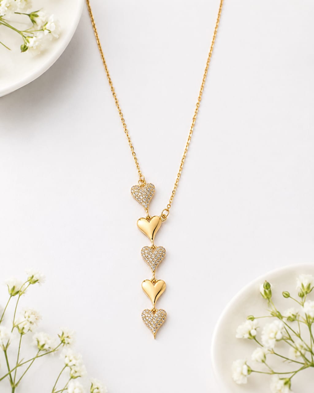 Gold-Plated Elegant Heart Drop Anti-Tarnish Necklace