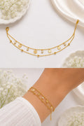 Gold-Plated Anti-Tarnish Floral Stacking Layered Bracelet