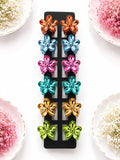 Metallic Rounded 5-Petal Mini Flower Hair Claw Clips