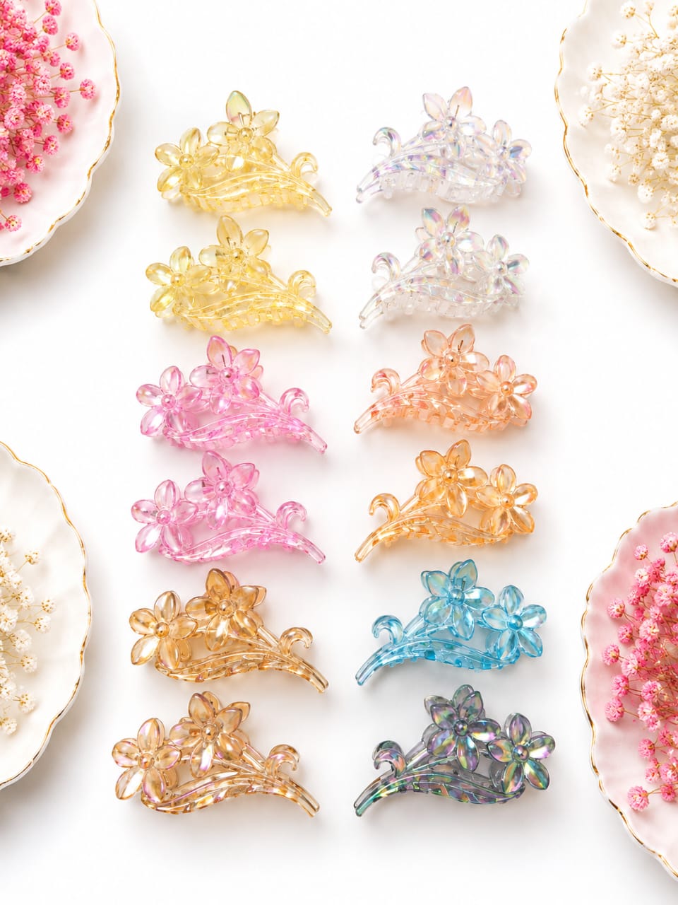 Crystal Floral Bouquet Hair Claw Clips