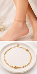 Anti-tarnish Gold Double Strand Love Knot Anklet