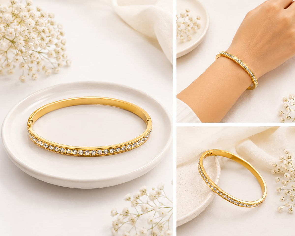 Anti-tarnish Single Row Tennis Bangle Bracelet