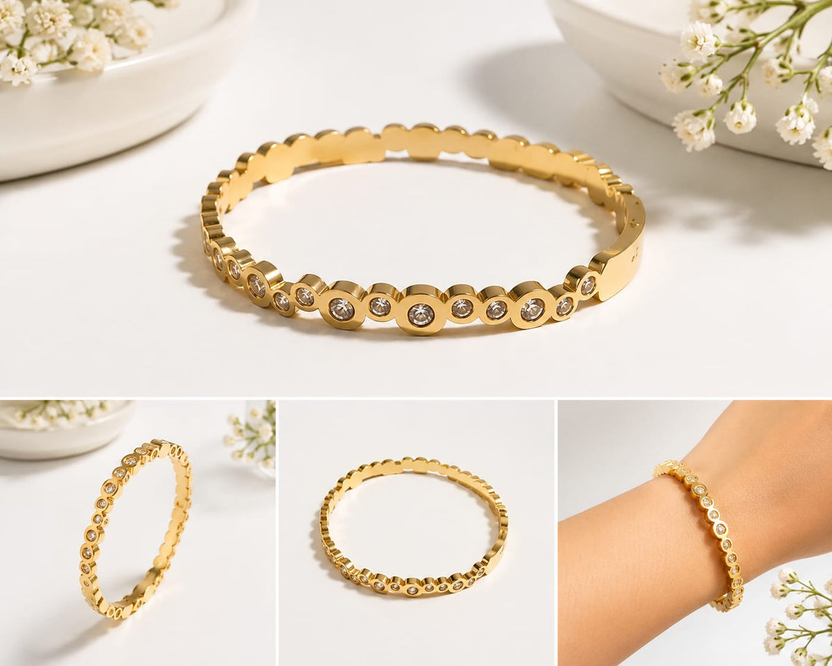 Anti-tarnish Glimmer Dot Link Gold Bracelet