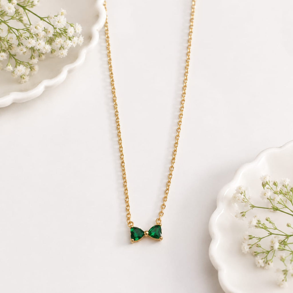 Anti-tarnish Crystal Bow Necklace