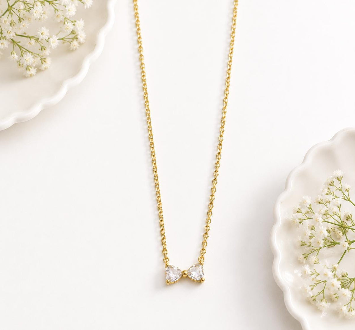 Anti-tarnish Crystal Bow Necklace