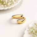 Anti-tarnish Double Dome Pave Wrap Ring