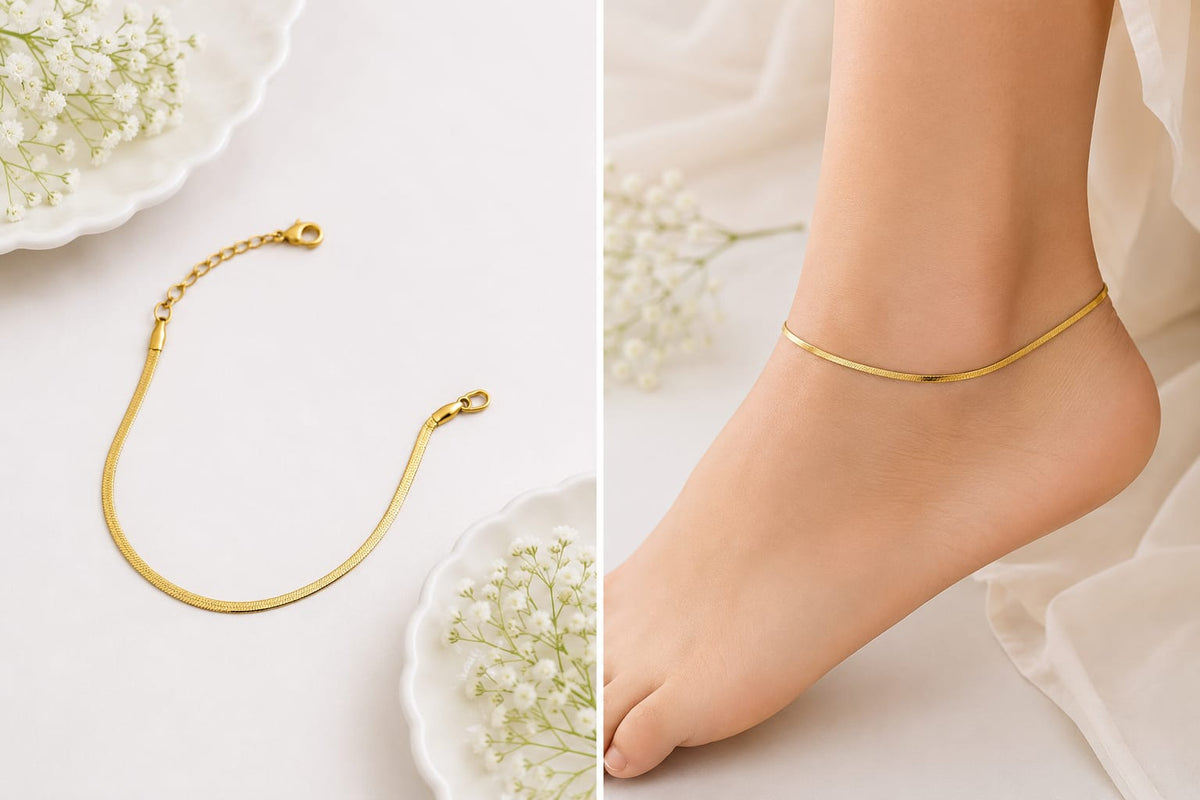 Anti-tarnish Flat Snake Chain Anklet