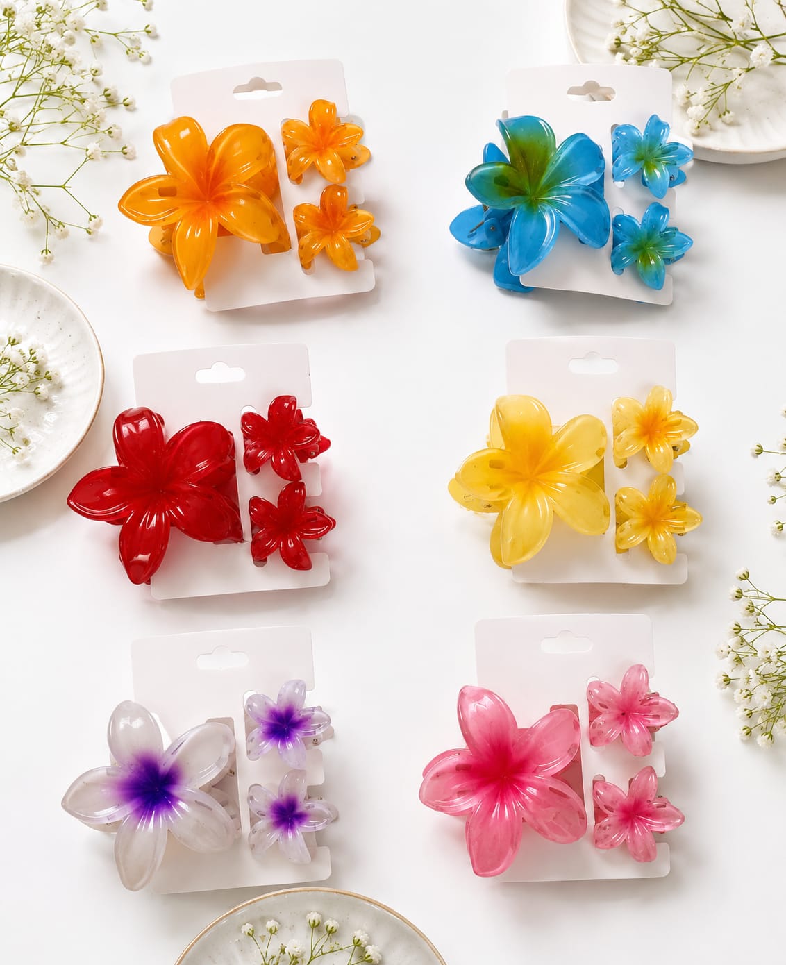 Plumeria Flower Hair Claw Clips
