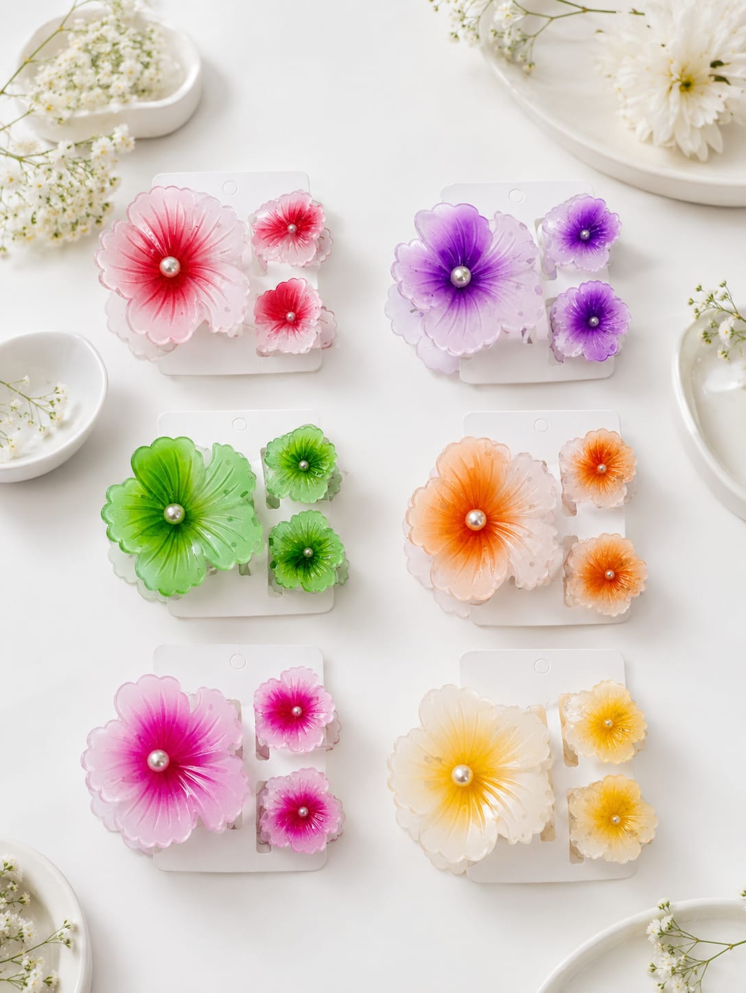 Hibiscus Flower Hair Claw Clips