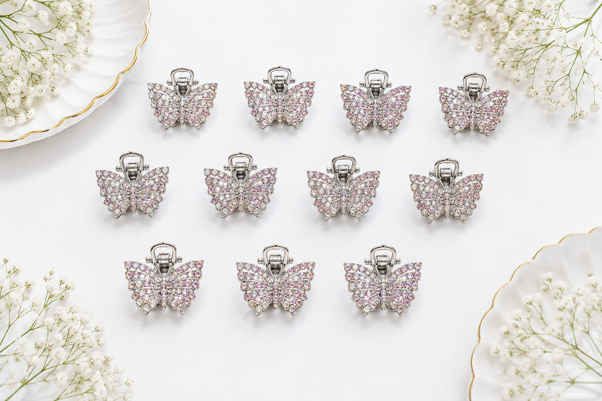 Rhinestone Butterfly Mini Hair Metal Claw Clips