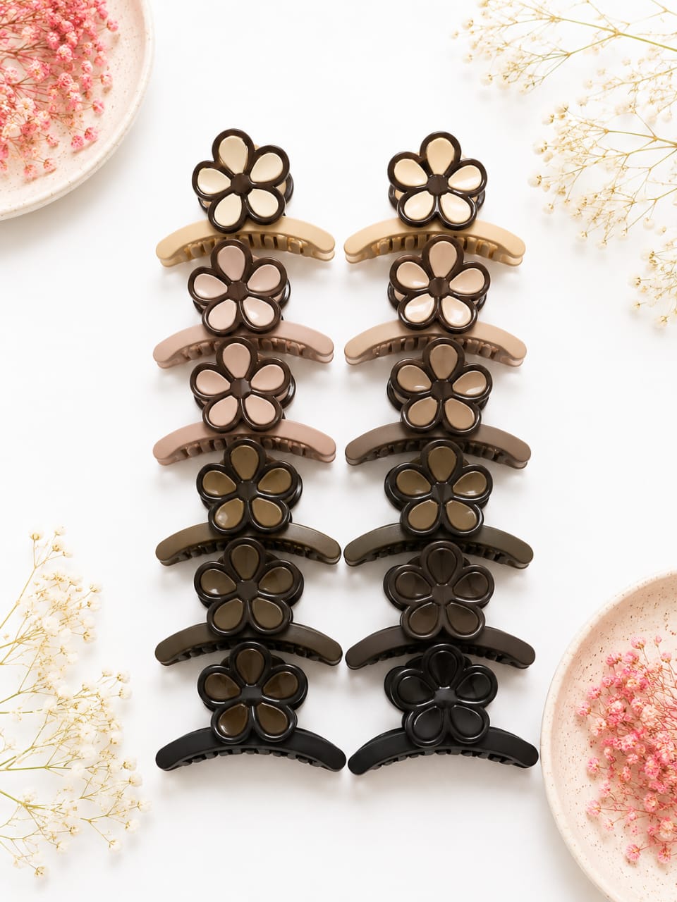 Banana-Style Flower Hair Claw Clips - Medium