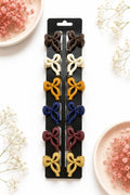 Matte Mini Ribbon Bow Hair Claw Clips - Medium