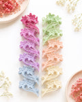 Glossy Triple-Flower Leaf Stem Hair Claw Clips - Medium