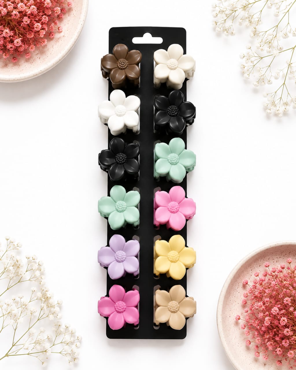 Matte Five-Petal Mini Flower Hair Claw Clips - Small