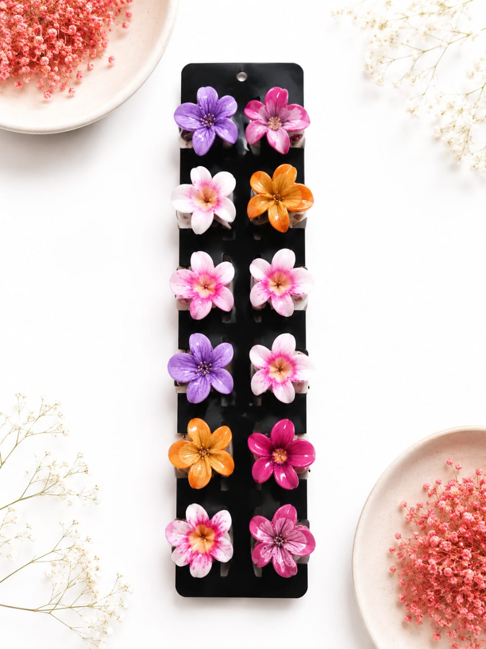 Glossy Dual-Shade Flower Hair Claw Clips