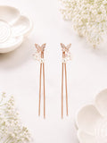 Anti-tarnish Butterfly Pearl Chain Earrings